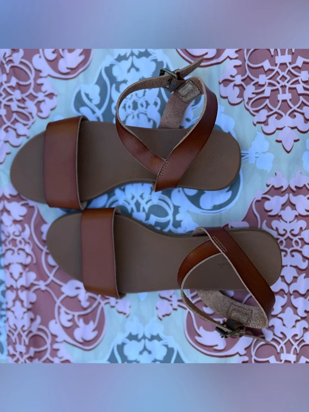 Universal Thread Brown Leather Strappy Ankle Sandals